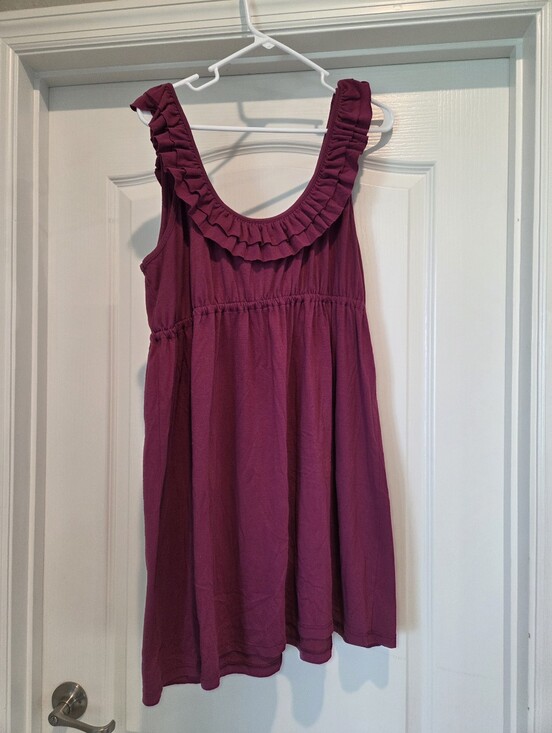 Espresso Tops - Espresso Maroon Plum Ruffle Neck Empire Waist Tunic Mini Dress 2X